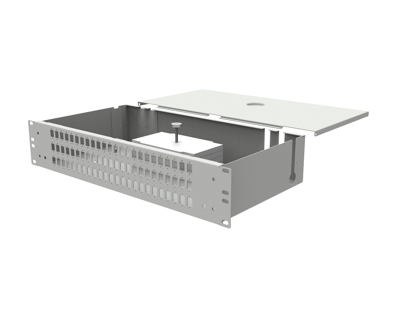 Fiber optic patch panels - solid: PSS-19"-240-2U-48-SCD-0K3-S-R7035